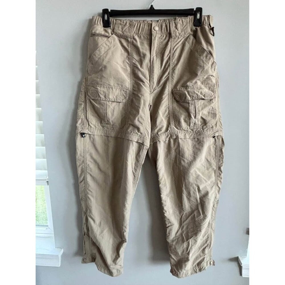 LL Bean Convertible Hiking Pants Khaki Beige Cargo Zip Off Shorts Womens 16